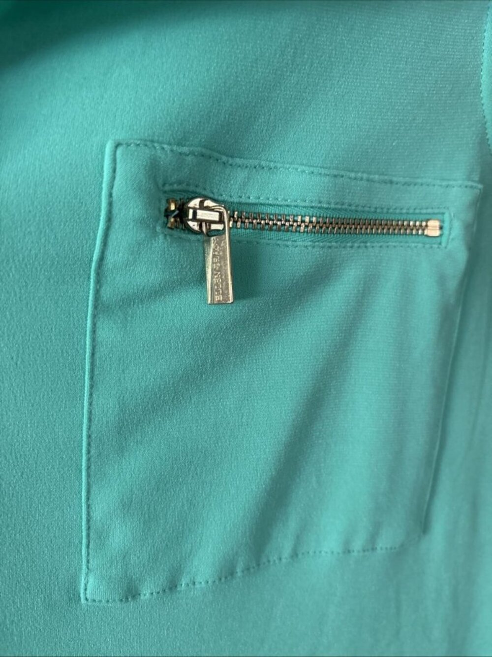 Ellen Tracy Bright Seafoam Sleeveless Top Size S Front Zipper Accents Stretch - Picture 4 of 10